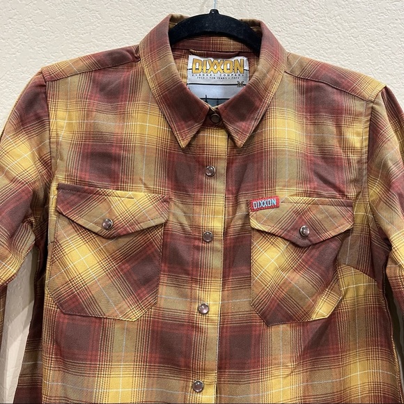 Dixxon Flannel Pearl Snap Goldfield Plaid Long Sleeve Women's Sz M Western Boho - Picture 3 of 12
